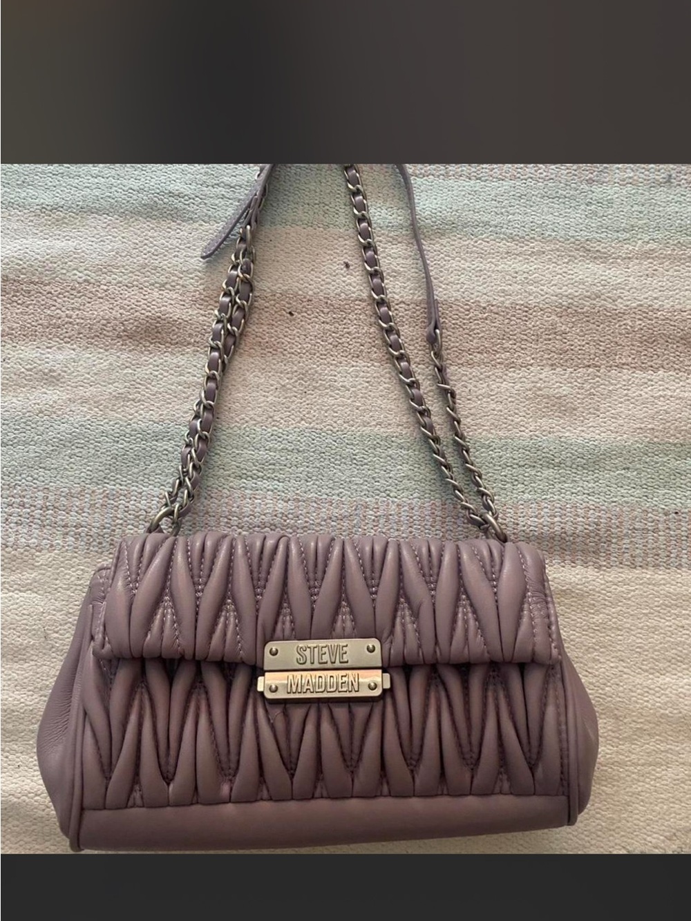 Steve Madden Quilted Mauve-Pink Chain Shoulder Bag